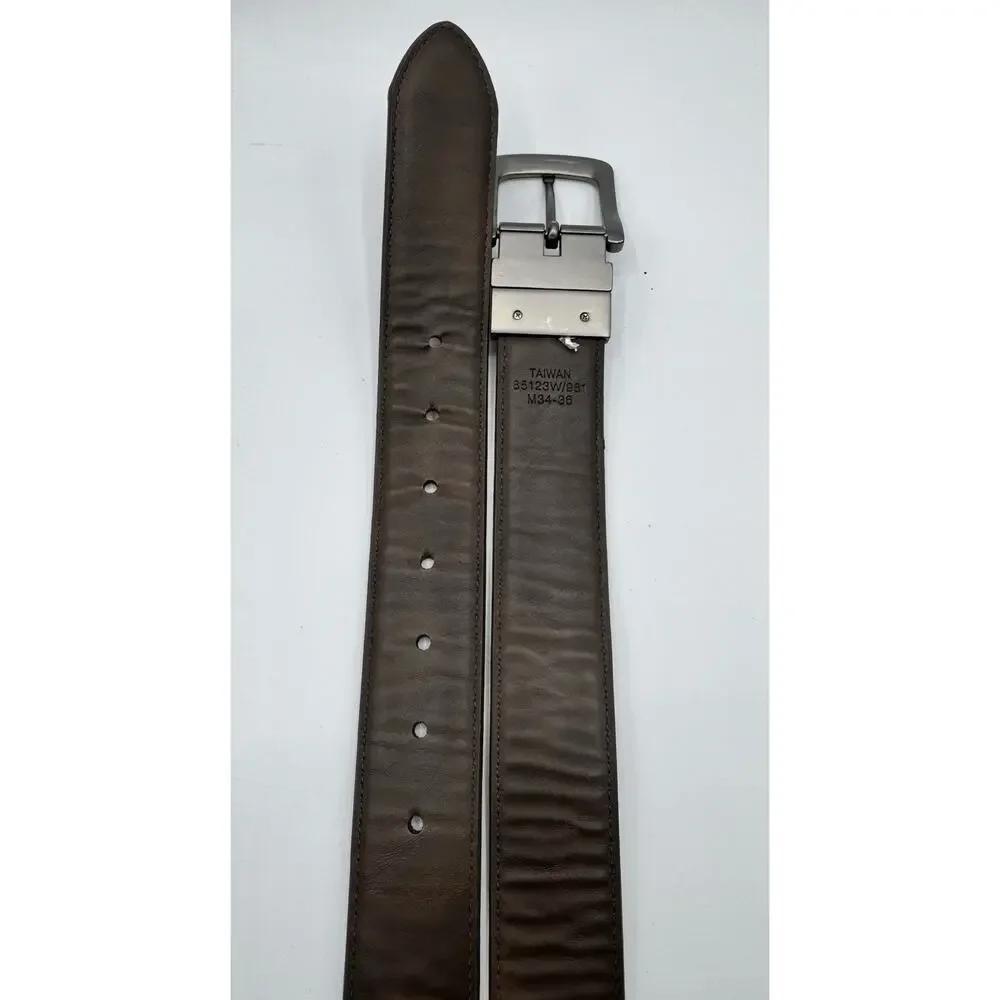 Men’s Mossy Oak Medium 34-36 Brown Black Leather Camo Canvas Reversible Belt